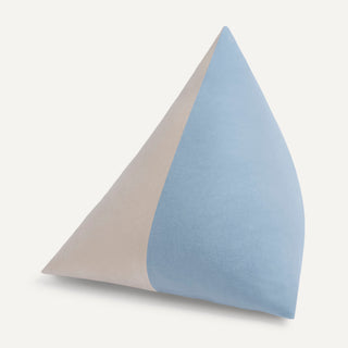 Shop our off white modern throw pillow, the BEIJA BICOLOR. Pyramid-shaped and handmade from the finest luxury velvet and materials by skilled artisans in our Manhattan atelier.