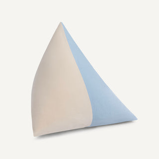 Shop our off white modern throw pillow, the BEIJA BICOLOR. Pyramid-shaped and handmade from the finest luxury velvet and materials by skilled artisans in our Manhattan atelier.