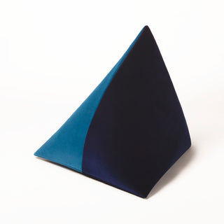 Shop our peacock blue modern throw pillow, the BEIJA BICOLOR. Pyramid-shaped and handmade from the finest velvet and materials by skilled craftspersons in our Manhattan studio.