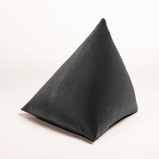 Shop our gray modern throw pillow, the BEIJA. Pyramid-shaped and handmade from the finest velvet and materials by skilled craftspersons in our Manhattan studio.