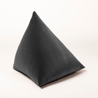 Shop our gray modern throw pillow, the BEIJA. Pyramid-shaped and handmade from the finest velvet and materials by skilled craftspersons in our Manhattan studio.