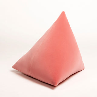 Shop our pink modern throw pillow, the BEIJA. Pyramid-shaped and handmade from the finest velvet and materials by skilled craftspersons in our Manhattan studio.