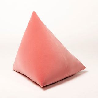 Shop our pink modern throw pillow, the BEIJA. Pyramid-shaped and handmade from the finest velvet and materials by skilled craftspersons in our Manhattan studio.