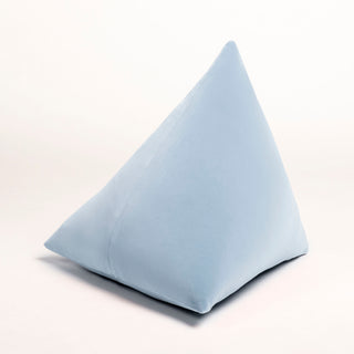 Shop our light blue modern throw pillow, the BEIJA. Pyramid-shaped and handmade from the finest velvet and materials by skilled craftspersons in our Manhattan studio.