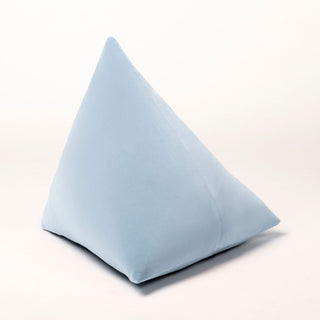 Shop our light blue modern throw pillow, the BEIJA. Pyramid-shaped and handmade from the finest velvet and materials by skilled craftspersons in our Manhattan studio.