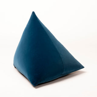 Shop our blue modern throw pillow, the BEIJA. Pyramid-shaped and handmade from the finest velvet and materials by skilled craftspersons in our Manhattan studio.