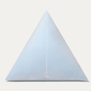 Shop our light blue modern throw pillow, the BEIJA. Pyramid-shaped and handmade from the finest velvet and materials by skilled craftspersons in our Manhattan studio.