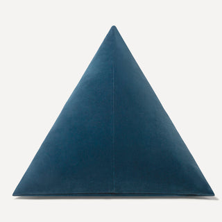 Shop our blue modern throw pillow, the BEIJA. Pyramid-shaped and handmade from the finest velvet and materials by skilled craftspersons in our Manhattan studio.