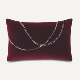 Shop our burgundy designer lumbar pillow, the BIANCA. Handmade from the finest velvet and materials by skilled craftspersons in our Manhattan studio.