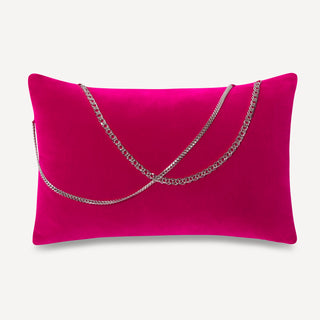 Shop our fuchsia designer lumbar pillow, the BIANCA. Handmade from the finest velvet and materials by skilled craftspersons in our Manhattan studio.