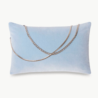 Shop our light blue designer lumbar pillow, the BIANCA. Handmade from the finest velvet and materials by skilled craftspersons in our Manhattan studio.