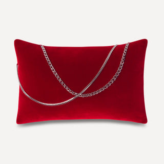 Shop our paprika designer lumbar pillow, the BIANCA. Handmade from the finest velvet and materials by skilled craftspersons in our Manhattan studio.