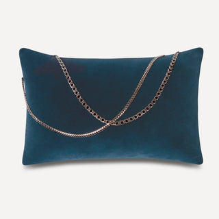 Shop our blue designer lumbar pillow, the BIANCA. Handmade from the finest velvet and materials by skilled craftspersons in our Manhattan studio.