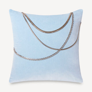 Shop our light blue designer pillow, the BIANCA. Handmade from the finest velvet and materials by skilled craftspersons in our Manhattan studio.