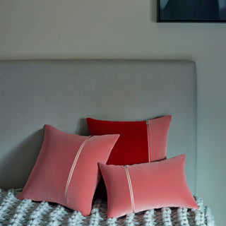 Shop our pink velvet throw pillow, the MAXIMILLIAN. Handmade from the finest velvet and materials by skilled craftspersons in our Manhattan studio.